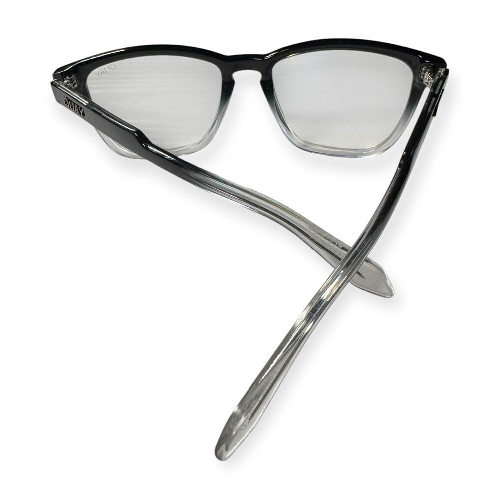 Quay Australia Hardwire 126 Eyeglasses Blue Light Lenses Black Clear Fade Frame - Picture 4 of 6